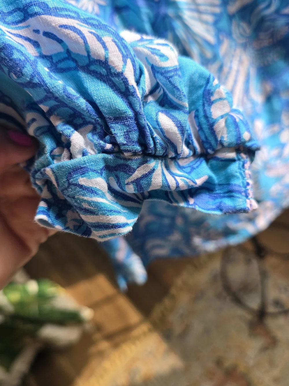 Lilly Pulitzer Mialeigh Elbow-Sleeve Linen Top Size 16